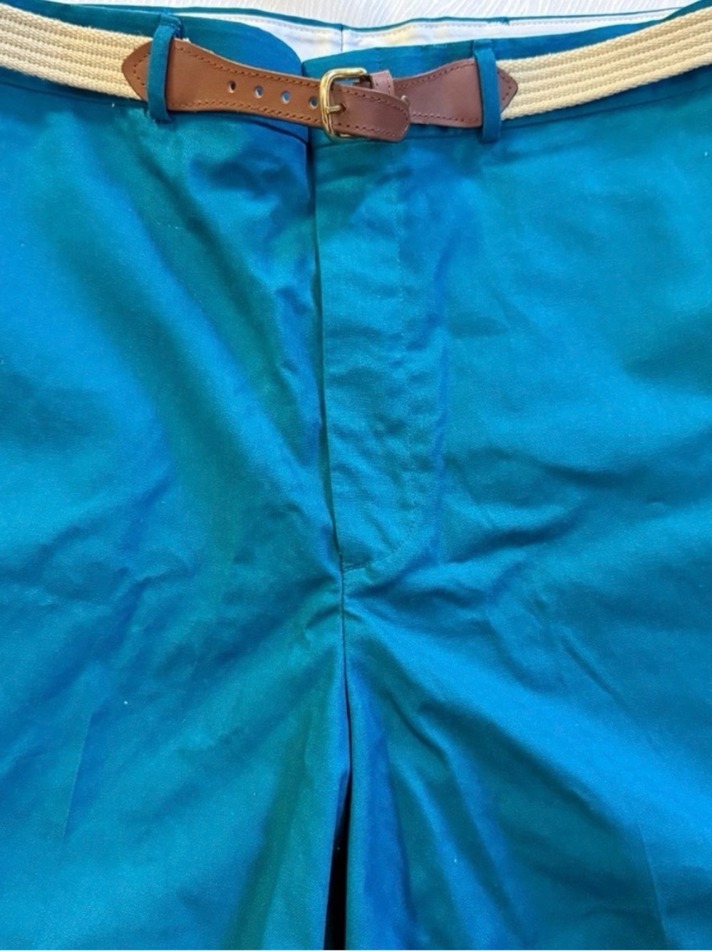 Deadstock David Taylor Teal Classic Shorts Men’s 34 Belted Vintage NOS - Picture 4 of 4